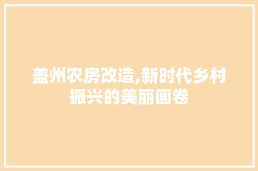 盖州农房改造,新时代乡村振兴的美丽画卷
