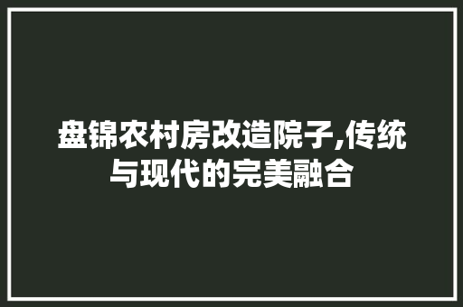 盘锦农村房改造院子,传统与现代的完美融合