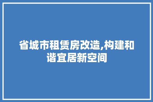 省城市租赁房改造,构建和谐宜居新空间