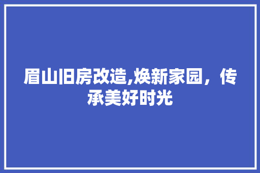 眉山旧房改造,焕新家园，传承美好时光