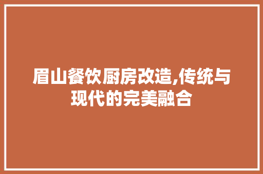 眉山餐饮厨房改造,传统与现代的完美融合