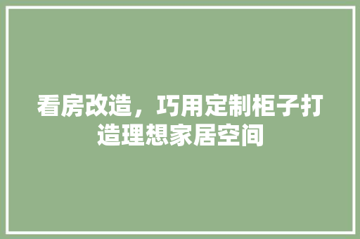 看房改造，巧用定制柜子打造理想家居空间