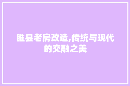 睢县老房改造,传统与现代的交融之美