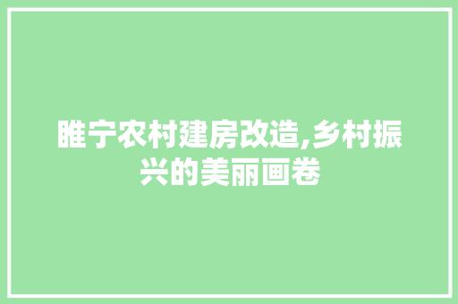 睢宁农村建房改造,乡村振兴的美丽画卷
