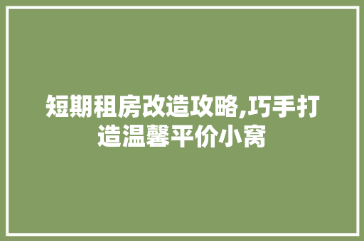 短期租房改造攻略,巧手打造温馨平价小窝