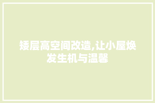 矮层高空间改造,让小屋焕发生机与温馨