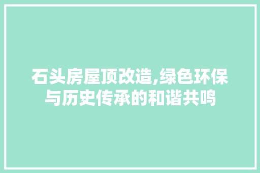 石头房屋顶改造,绿色环保与历史传承的和谐共鸣