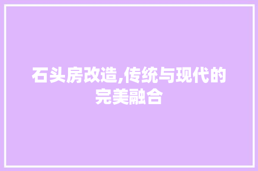 石头房改造,传统与现代的完美融合