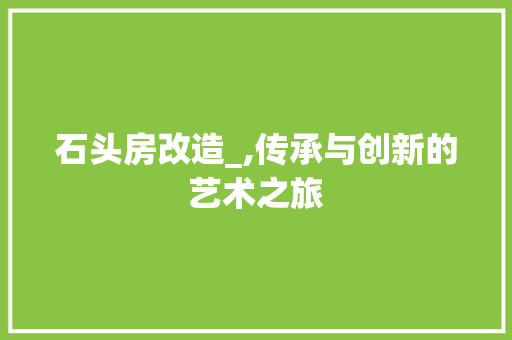 石头房改造_,传承与创新的艺术之旅