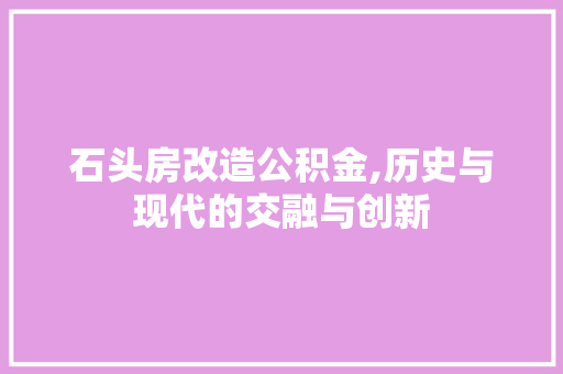 石头房改造公积金,历史与现代的交融与创新