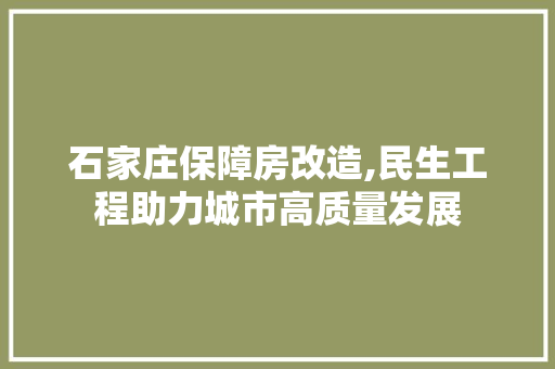 石家庄保障房改造,民生工程助力城市高质量发展