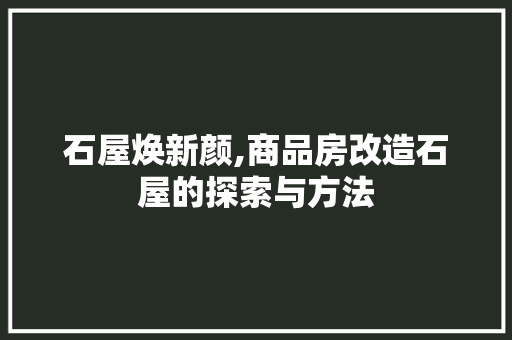 石屋焕新颜,商品房改造石屋的探索与方法