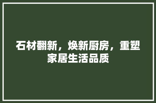 石材翻新，焕新厨房，重塑家居生活品质