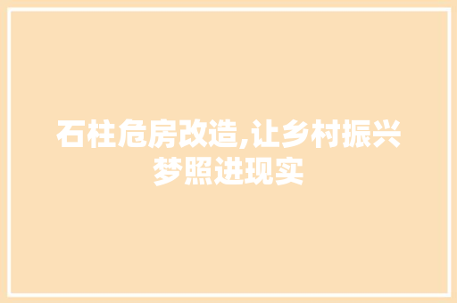 石柱危房改造,让乡村振兴梦照进现实