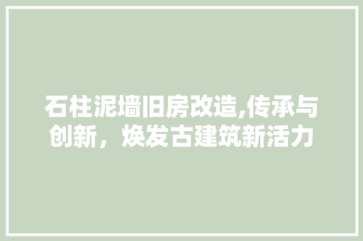 石柱泥墙旧房改造,传承与创新，焕发古建筑新活力