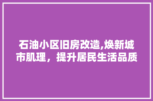 石油小区旧房改造,焕新城市肌理，提升居民生活品质