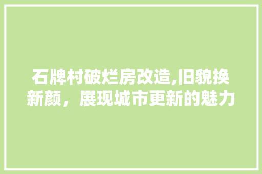 石牌村破烂房改造,旧貌换新颜，展现城市更新的魅力