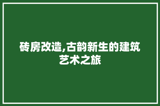 砖房改造,古韵新生的建筑艺术之旅