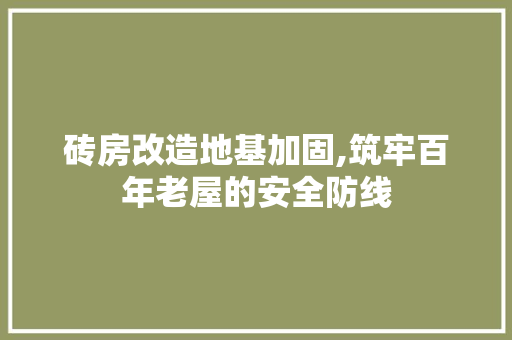 砖房改造地基加固,筑牢百年老屋的安全防线