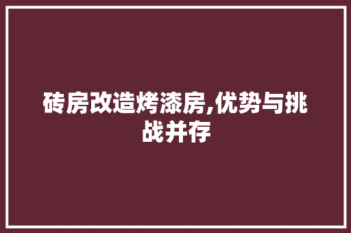 砖房改造烤漆房,优势与挑战并存