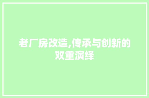 老厂房改造,传承与创新的双重演绎