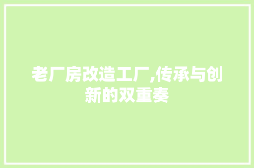 老厂房改造工厂,传承与创新的双重奏