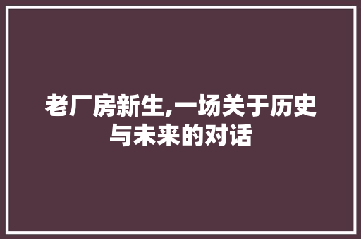 老厂房新生,一场关于历史与未来的对话