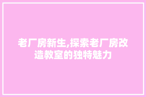 老厂房新生,探索老厂房改造教室的独特魅力