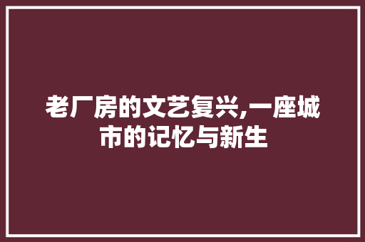 老厂房的文艺复兴,一座城市的记忆与新生