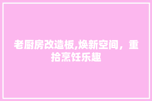 老厨房改造板,焕新空间，重拾烹饪乐趣