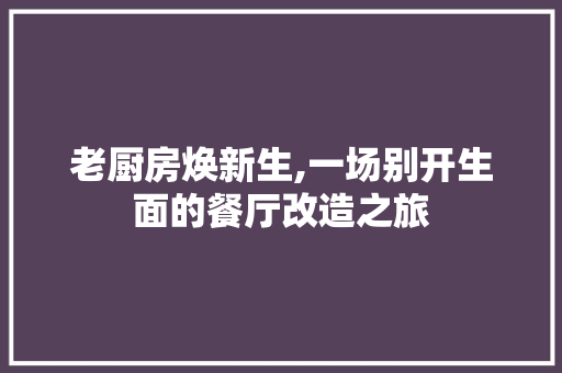老厨房焕新生,一场别开生面的餐厅改造之旅