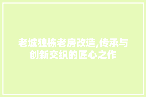 老城独栋老房改造,传承与创新交织的匠心之作