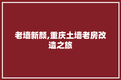 老墙新颜,重庆土墙老房改造之旅