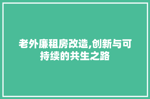 老外廉租房改造,创新与可持续的共生之路