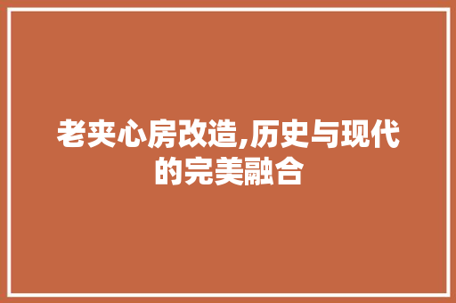 老夹心房改造,历史与现代的完美融合