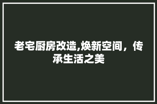 老宅厨房改造,焕新空间，传承生活之美