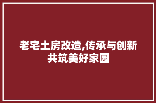 老宅土房改造,传承与创新共筑美好家园