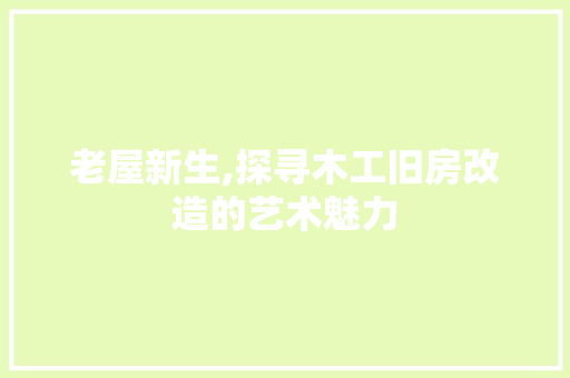 老屋新生,探寻木工旧房改造的艺术魅力