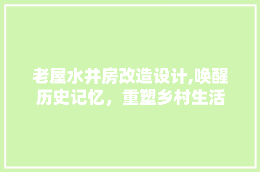 老屋水井房改造设计,唤醒历史记忆，重塑乡村生活