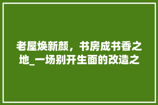 老屋焕新颜，书房成书香之地_一场别开生面的改造之旅