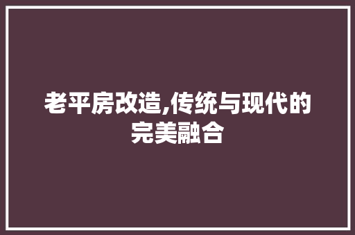老平房改造,传统与现代的完美融合