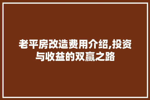 老平房改造费用介绍,投资与收益的双赢之路