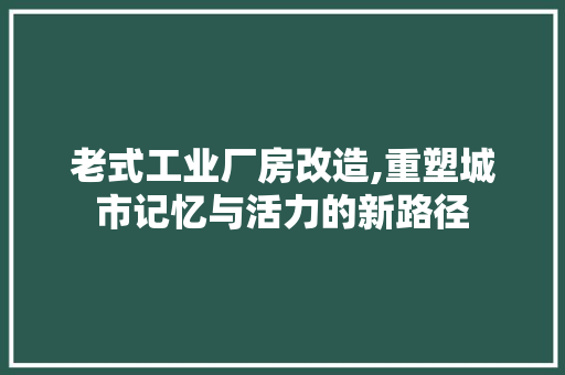 老式工业厂房改造,重塑城市记忆与活力的新路径