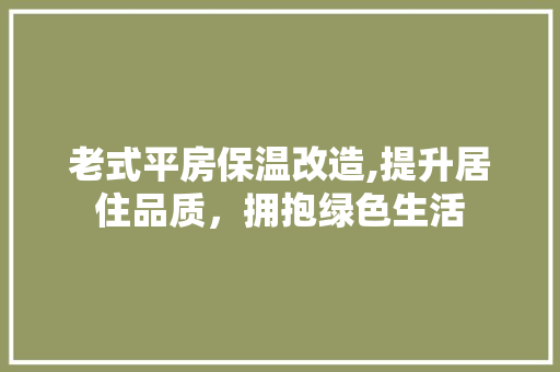 老式平房保温改造,提升居住品质，拥抱绿色生活