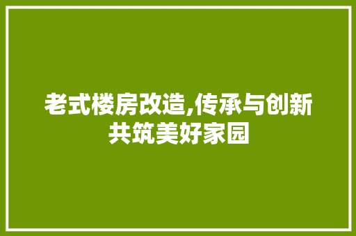 老式楼房改造,传承与创新共筑美好家园