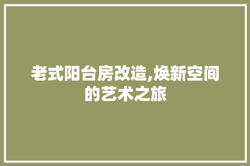 老式阳台房改造,焕新空间的艺术之旅