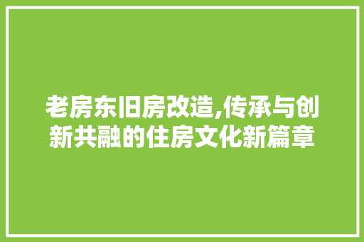 老房东旧房改造,传承与创新共融的住房文化新篇章