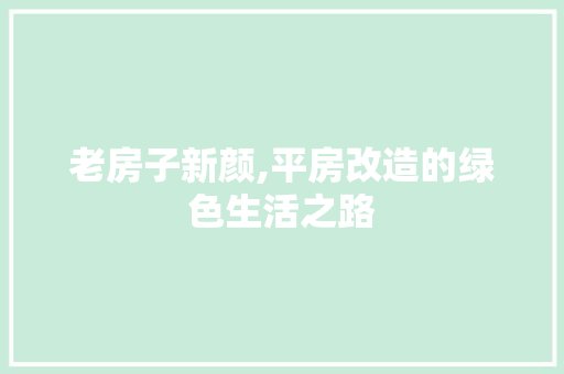 老房子新颜,平房改造的绿色生活之路