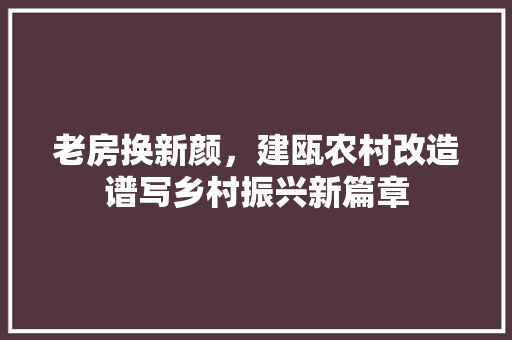 老房换新颜，建瓯农村改造谱写乡村振兴新篇章