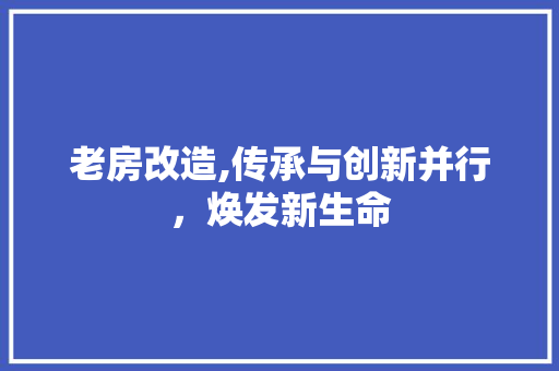 老房改造,传承与创新并行，焕发新生命
